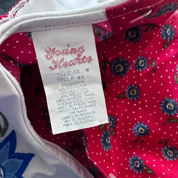 Vintage Young Hearts Red Christmas Dress - Size 6X - Picture 4 of 7